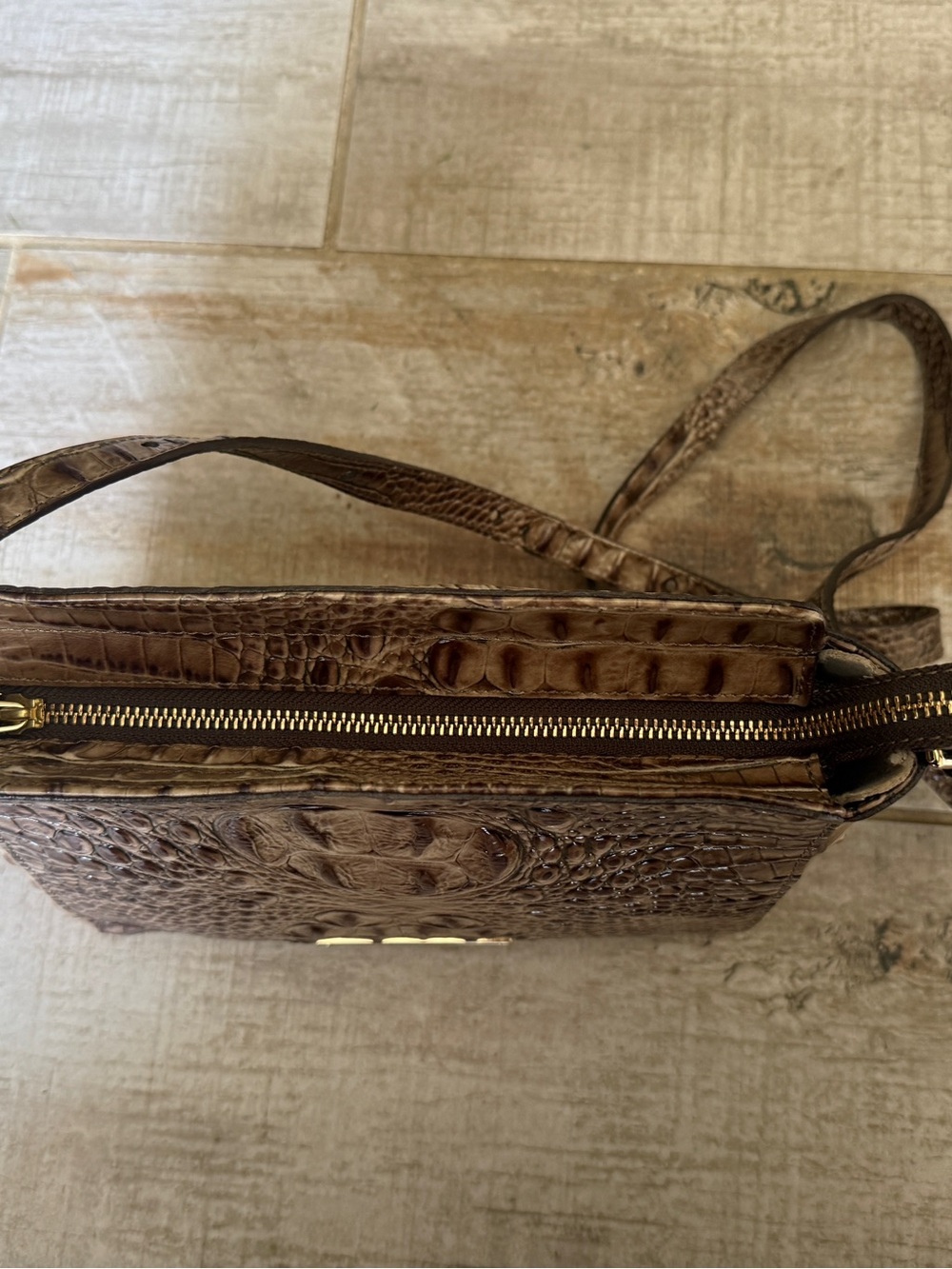 Brahmin Brown Hillary Croc-Embossed Crossbody with Adjustable Strap - Picture 13 of 14